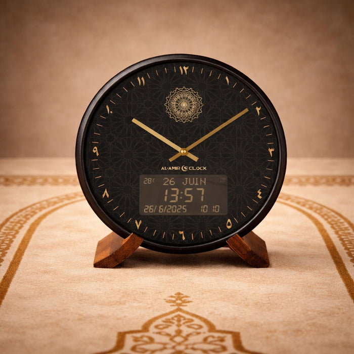 Horloge de prière Waqti Arabian AC111-A, cadran à chiffres arabes et écran digital intégré