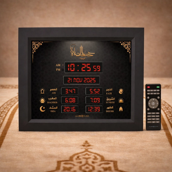 Horloge de prière AC103, modèle mural XL à écran LED rouge
