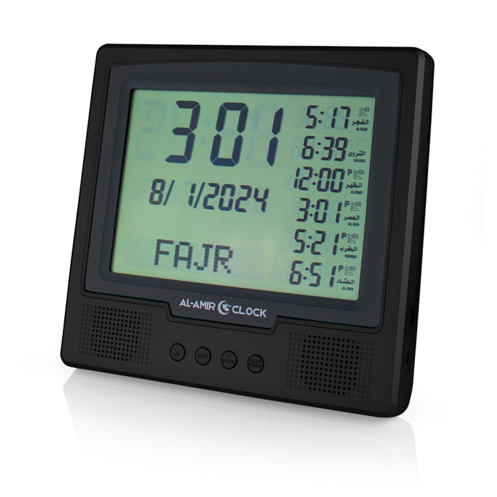 Horloge de prière AC105, finition noire