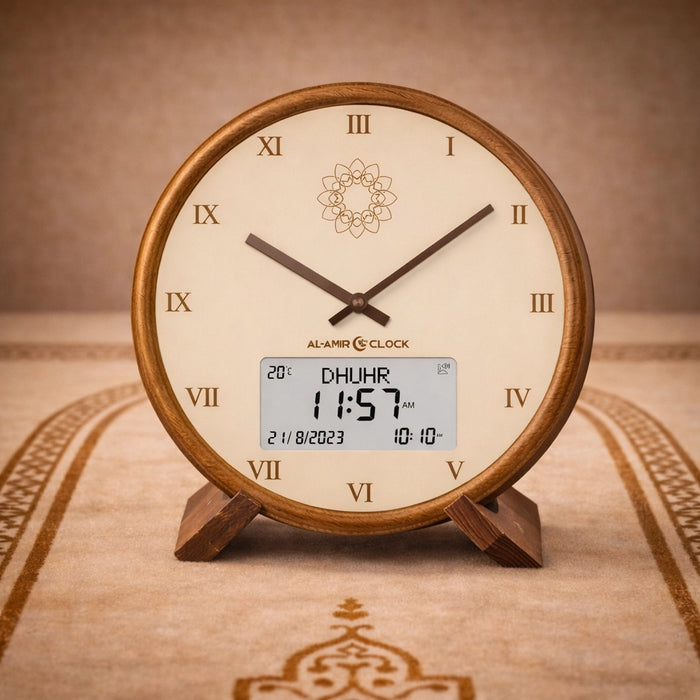 Horloge de prière Waqti Prestige AC111-P, cadran minimaliste et écran digital intégré
