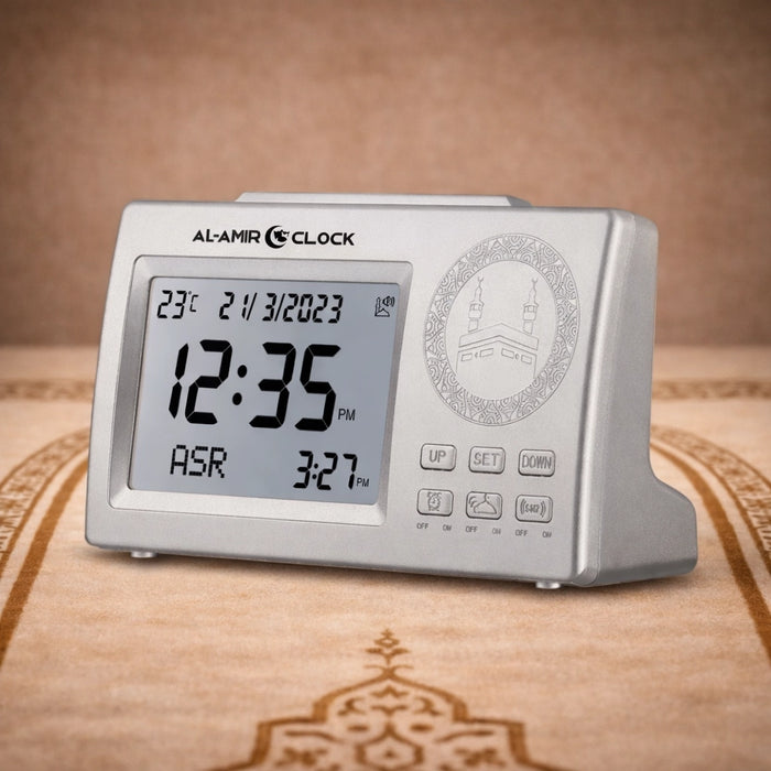 Horloge de prière AC100 au format compact, écran LED rétroéclairé