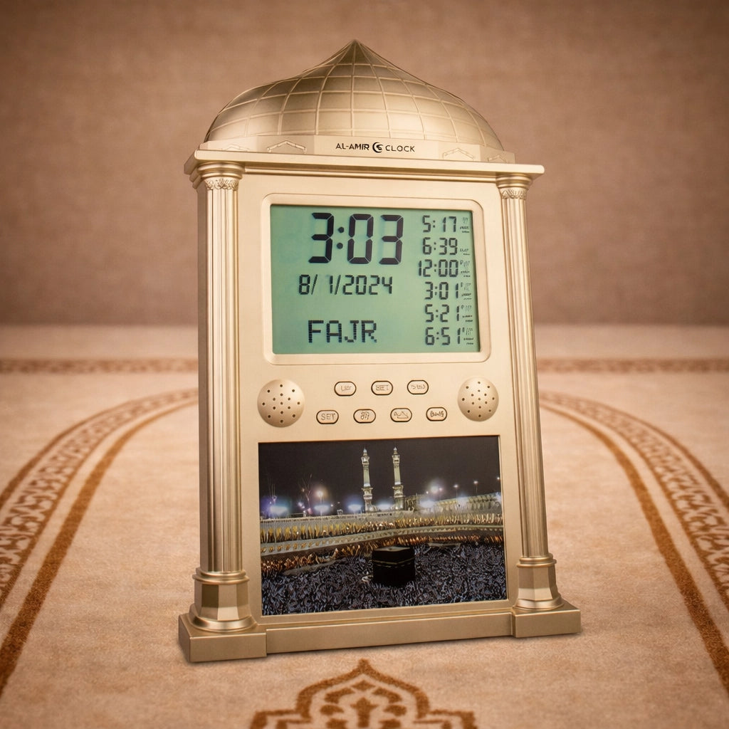 Horloge de prière AC104 en forme d'arche, inspirée de l'architecture islamique
