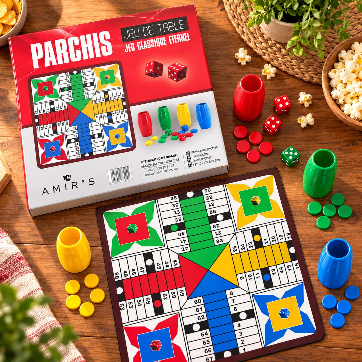 Parchis - vue du jeu et composants